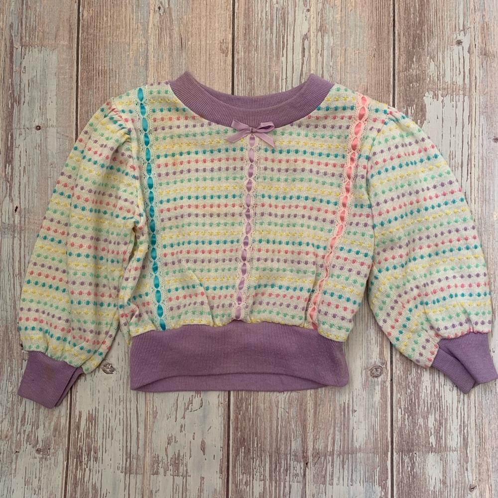 VINTAGE Stone Apparel Pastel Striped Sweater- Made in USA